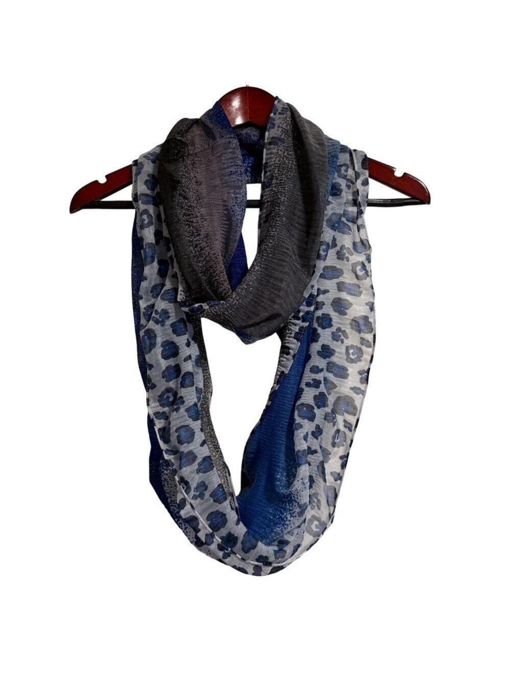 Joan Rivers Blue, Gray & White Leopard Infinity Scarf